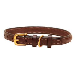 Tory Leather Square Raised Dog Collar - Havana