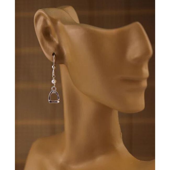 Loriece English Stirrup White Pearl Earrings image number null