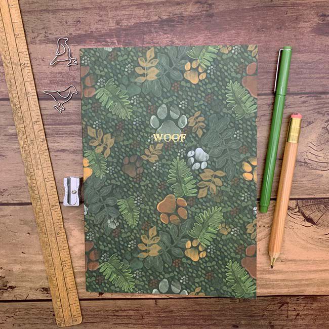 Samantha Hall Designs A5 Lined Notebook - Paw Prints image number null