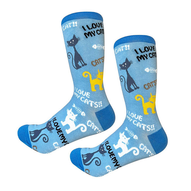 E&S Pets Unisex Novelty Crew Socks - I Love My Cats image number null