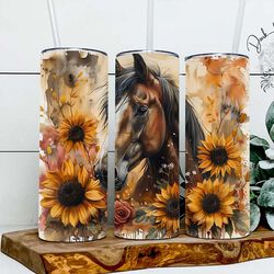 Dark Horse Dream Designs Tumbler - Sunflower Floral Bay Horse