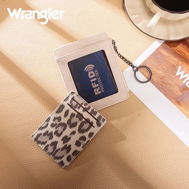Wrangler Small Card Case Wallet with Keychain & Detachable Card Holder - Beige image number null