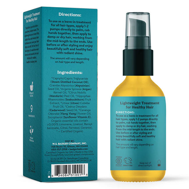 Badger Argan Hair Oil for Dry Damaged Hair - 2 oz image number null
