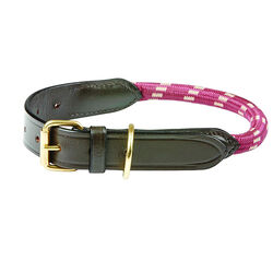 WeatherBeeta Rope & Leather Dog Collar - Burgundy/Brown