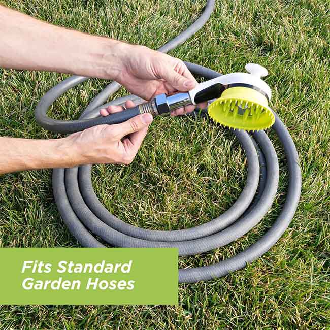 Wondurdog Outdoor Dog Wash - Garden Hose Nozzle Attachment with Splash Shield Brush image number null