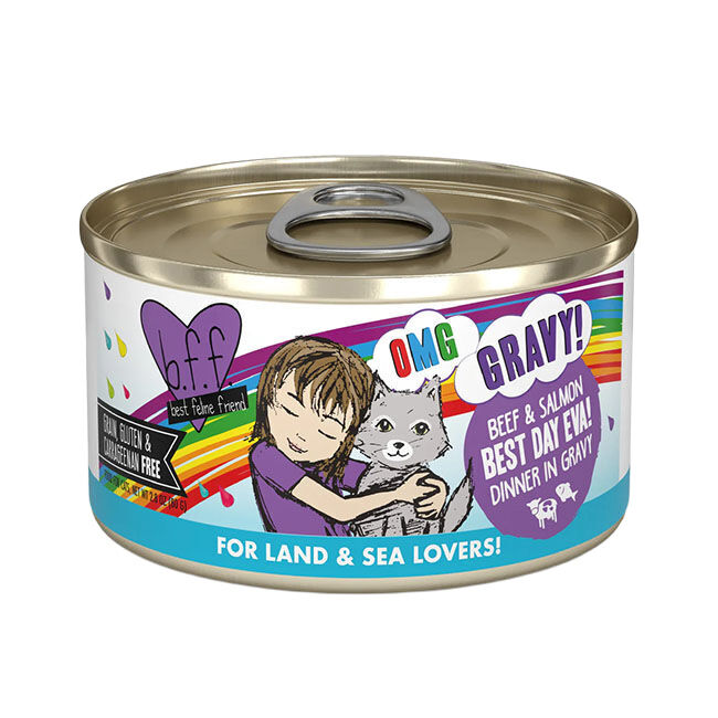 Weruva BFF OMG Cat Food - Best Day Eva! Beef & Salmon Dinner in Gravy - 2.8 oz image number null