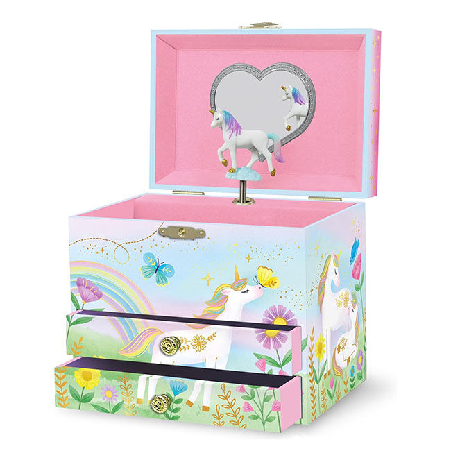 Giggle & Honey 2-Drawer Musical Jewelry Box - Floral Unicorn | The
