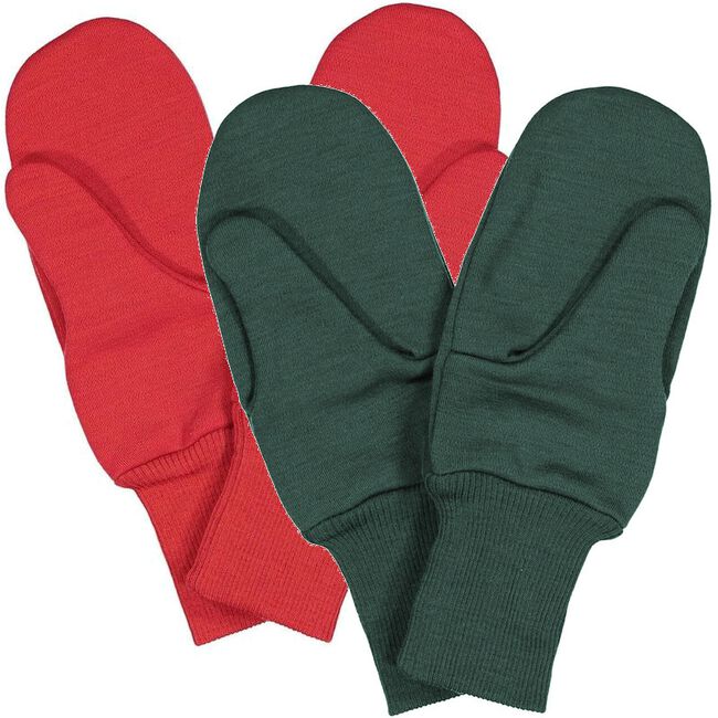 Ruskovilla Kids' 2-Ply Wool Mittens Green image number null