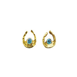 Finishing Touch of Kentucky Earrings - Mini Horseshoe - Gold & Aqua