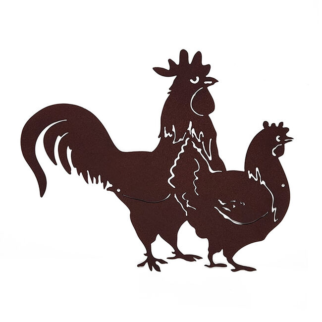 Metal Mazing Wall Art - Handmade in NH - Rooster with Hen image number null