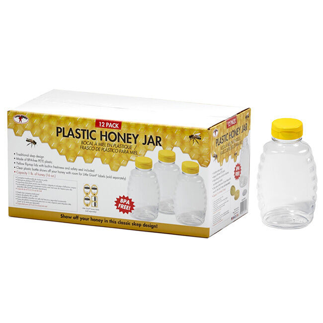 Little Giant Plastic Honey Jars with Lids - 12-Pack image number null
