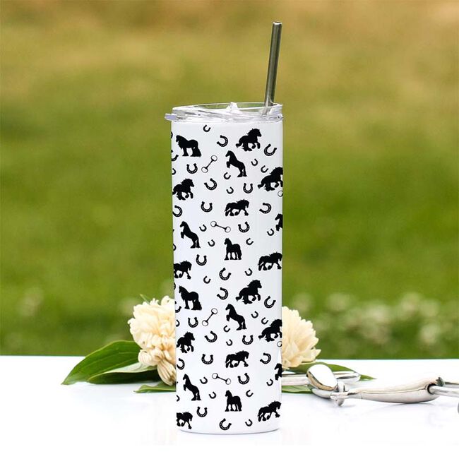 Classy Equine 20 oz Skinny Tumbler with Straw - Gypsy Horses All Around image number null