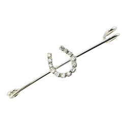 Finishing Touch of Kentucky Stock Pin - Rhinestone Horseshoe - Silver & Crystal