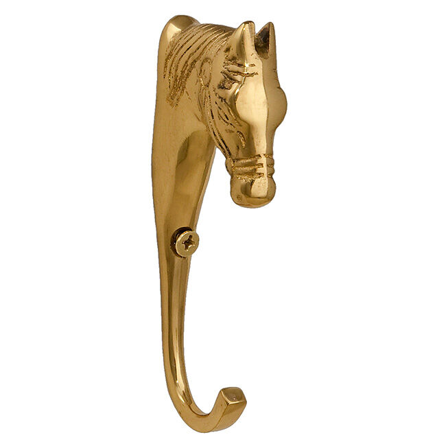 Horse Fare 3-7/8" Brass Horse Head Hook image number null