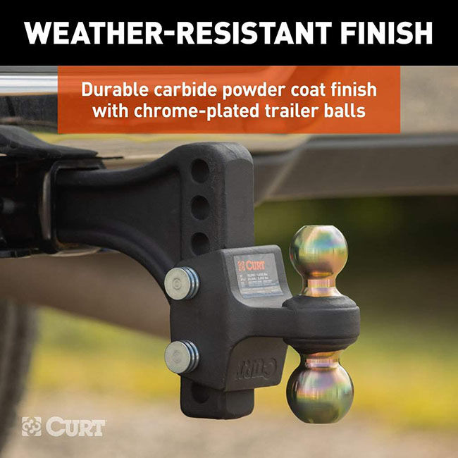CURT HD Adjustable Trailer Hitch Ball Mount with Dual Ball - 2-1/2" Shank image number null