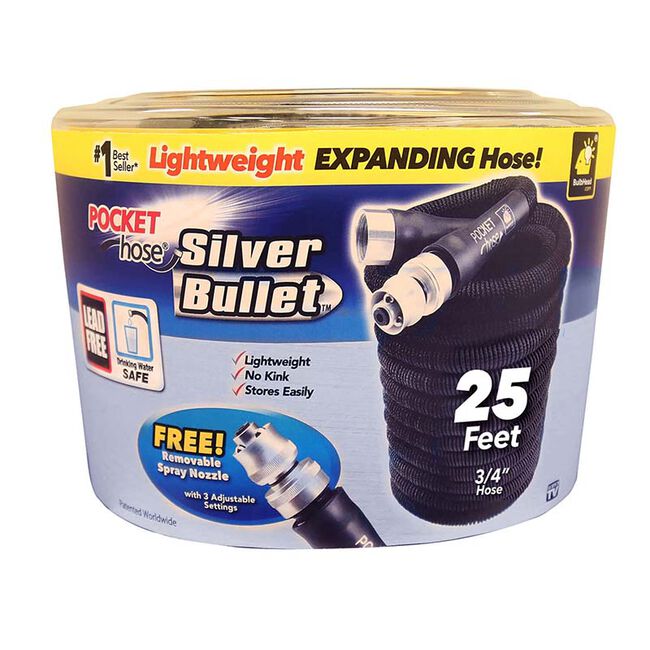 Pocket Hose Silver Bullet 3/4" x 25' Expandable Lightweight Garden Hose image number null