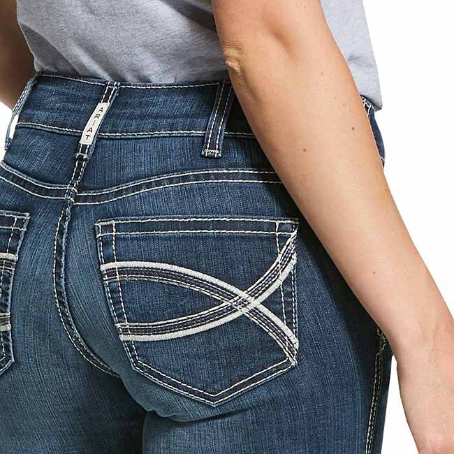 Ariat Women's R.E.A.L. Mid Rise Arrow Fit Stretch Shayla Boot Cut Jean - Gemstone image number null