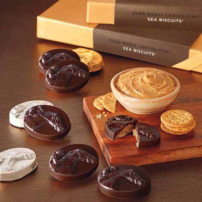 Dark Horse Chocolates Dark Chocolate Peanut Butter Sea Biscuits - 6-Piece Gable Box image number null