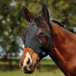 WeatherBeeta ComFiTec Deluxe Stretch Fly Mask with Ears - Black/Black