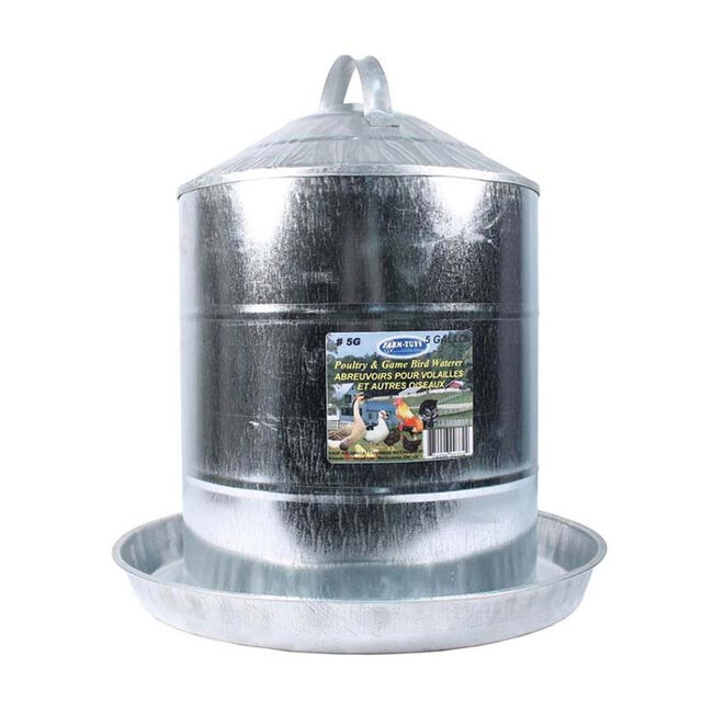 Farm-Tuff Galvanized Poultry and Game Bird Waterer - 5 Gallon image number null