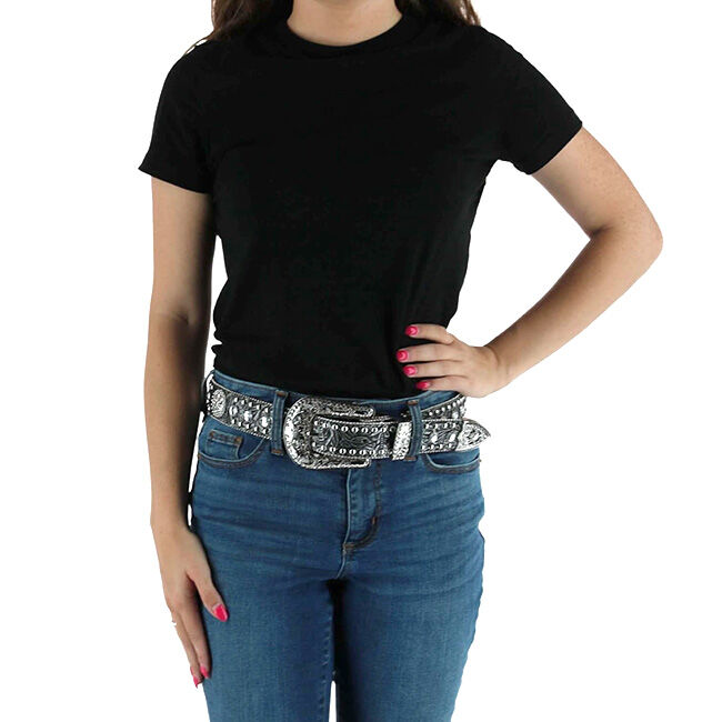 Blazin Roxx Women's Floral Rhinestone Belt image number null