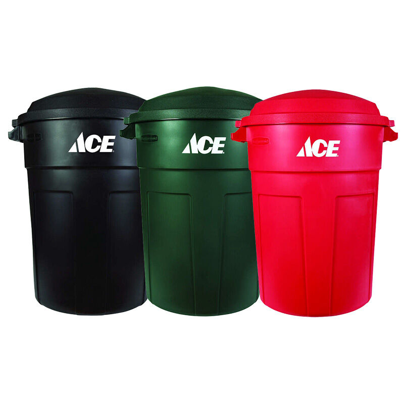Ace Hardware Plastic Garbage Can with Lid - 32-Gallon Capacity