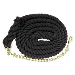 Lami-Cell Cotton Lead Rope with Brass Plated Chain - Black