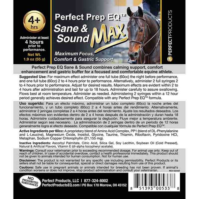 Perfect Prep EQ Sane & Sound MAX Calming Paste - 60 cc Syringe image number null