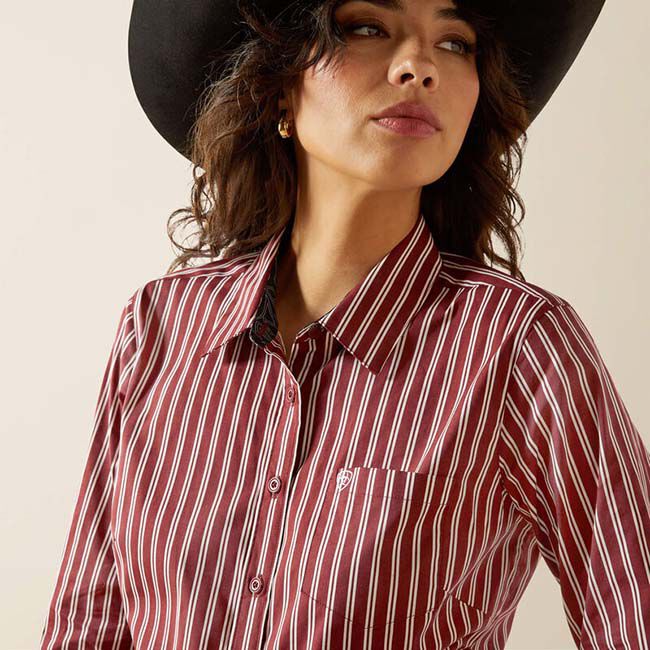 Ariat Women's Kirby Stretch Shirt - Cabernet Stripe image number null