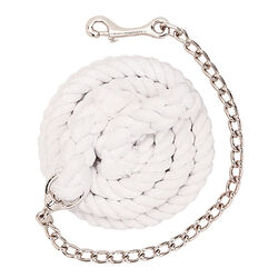 Weaver Equine Cotton Lead Rope with Nickel-Plated Chain and 225 Snap - White