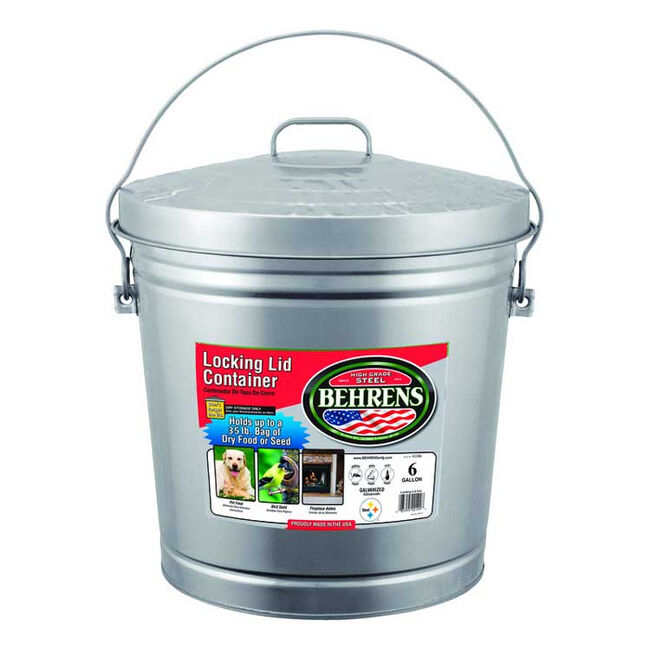 Behren's 6-Gallon Galvanized Steel Garbage Can with Lid image number null