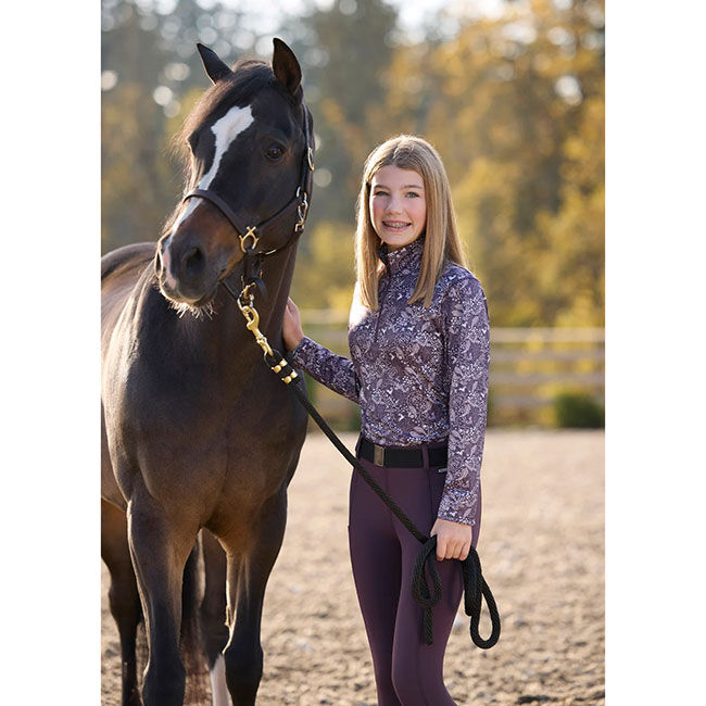 Kerrits Kids' Traverse Quarter Zip Fleece Tech Top - Elderberry Fantasy Fillies image number null