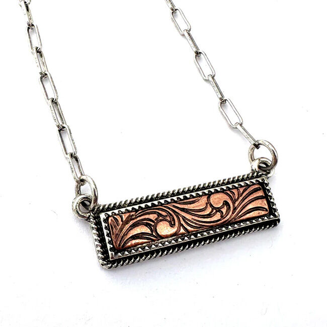 Wyo-Horse Two-Tone Tooled Bar Necklace - Copper image number null