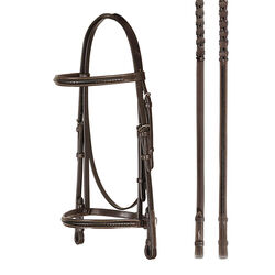 Bobby's English Tack Silver Spur Hand Braided Snaffle Bridle