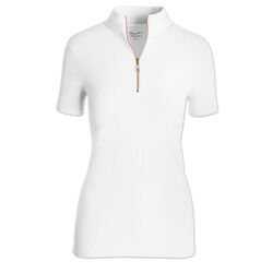 Tailored Sportsman Women's Short Sleeve IceFil Zip Top Shirt - White/White/Rose Gold