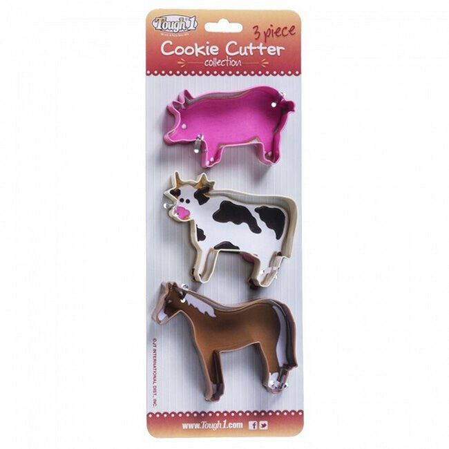 Tough1 3-Piece Cookie Cutter Collection - Pig, Cow & Horse image number null