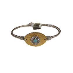 Finishing Touch of Kentucky Large Oval Crystal/Turquoise Flower Bangle