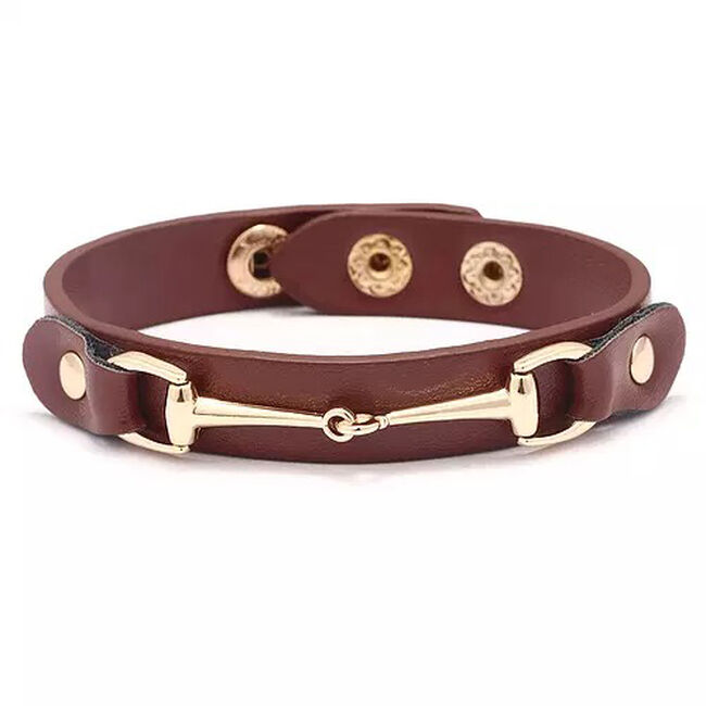 AWST Vegan Leather Bracelet with Gold Tone Snaffle Bit image number null