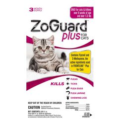 Durvet ZoGuard Plus for Cats - Flea and Tick Preventative - 3-Month Supply