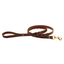 Tory Leather English Bridle Leather Full Laced Dog Lead - Havana