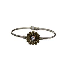 Finishing Touch of Kentucky Large Gold/Crystal Flower Bangle