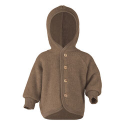 Engel Baby 100% Wool Hooded Jacket with Wooden Buttons - Walnut Melange
