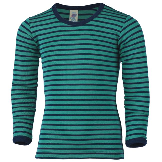 Engel Kids' Long Sleeve Shirt - Wool/Silk Blend - Ice Blue/Navy image number null
