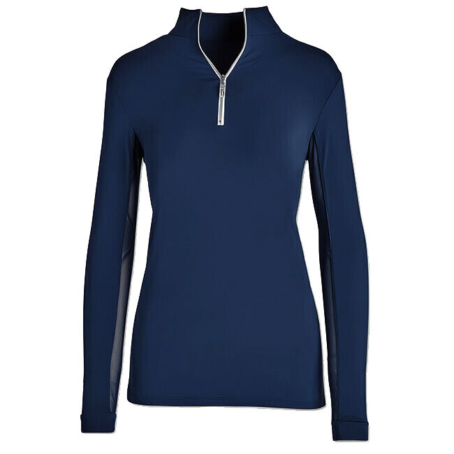 Tailored Sportsman Women's Long Sleeve IceFil Zip Top Shirt - Bluesy/White/Silver image number null