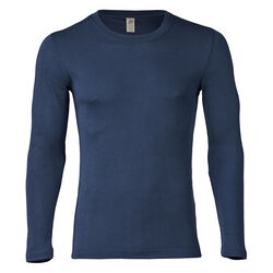 Engel Men's Wool/Silk Blend Long-Sleeve Shirt - Navy