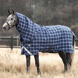 Horseware Rhino Plus Turnout with Vari-Layer (450g Heavy) - Navy Check/Indigo