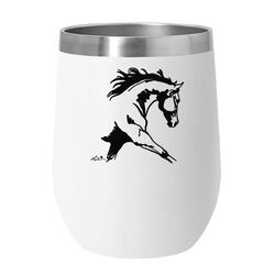 AWST International 12 oz Stainless Steel Wine Tumbler with Slide Top - Extended Trot - White