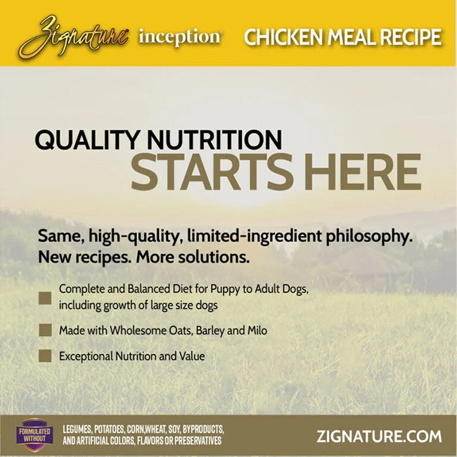 Zignature Inception Dog Food - Chicken Meal Recipe image number null