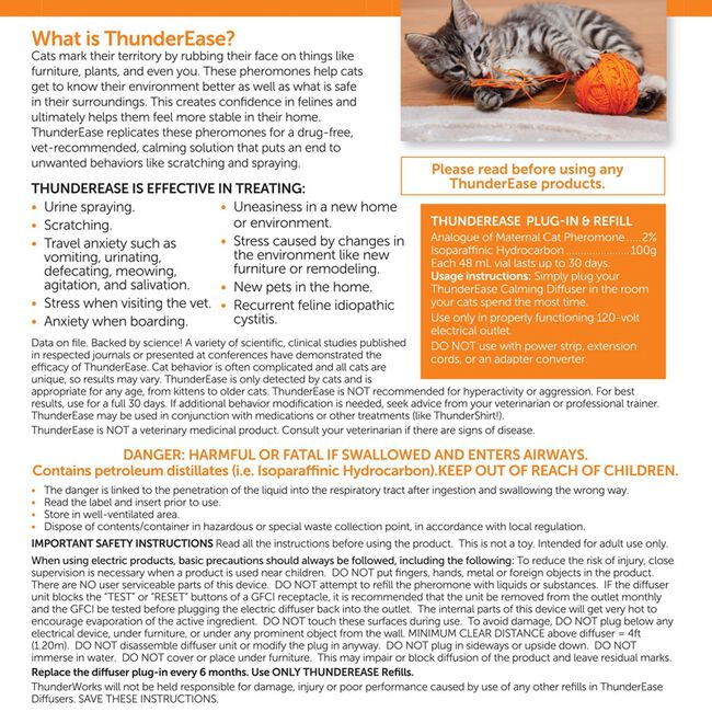 Thunderworks Thunderease Cat Calming Diffuser Ki image number null