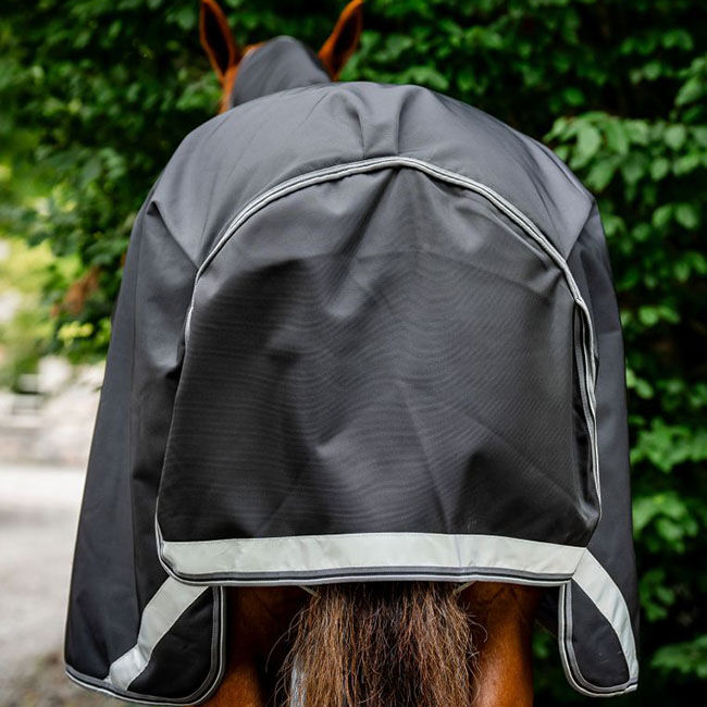 Horseware Rambo Supreme 1680D Vari-Layer Turnout (450g Heavy) - Black/Thunderstorm Grey & Silver image number null